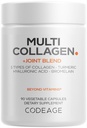 Codeage Multi Collagen proteinas + jungtinis mišinys, Hialurono rūgštis, Bromelainas, turmerinis, imbieras, Boswellia, Astaxanthin - Hidrolizuotas galvijų kolagenas - 5 Kolageno tipai - Non- GMO - 90 kapsulės