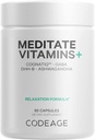 Codeage Meditate Vitaminai + papildas - CognatiQ, DHH-B, GABA, Ashwagandha, Ekologiški grybai, Bluagrastai - BDNF smegenų pilvų ir neuroproteinų - Vegan, Non- GMO, Gluten- Free - 60 kapsulės