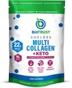 BioTrust Multi Collagen proteino milteliai + Keto MCT aliejus - 5 Tipai (I, II, III, V, X) & 100% Capric Acid C8 - Parama padidėjusi Ketones, Metabolizmas, Jungtys ir grožis Visi 1 Collagen milteliai (Unflavored)