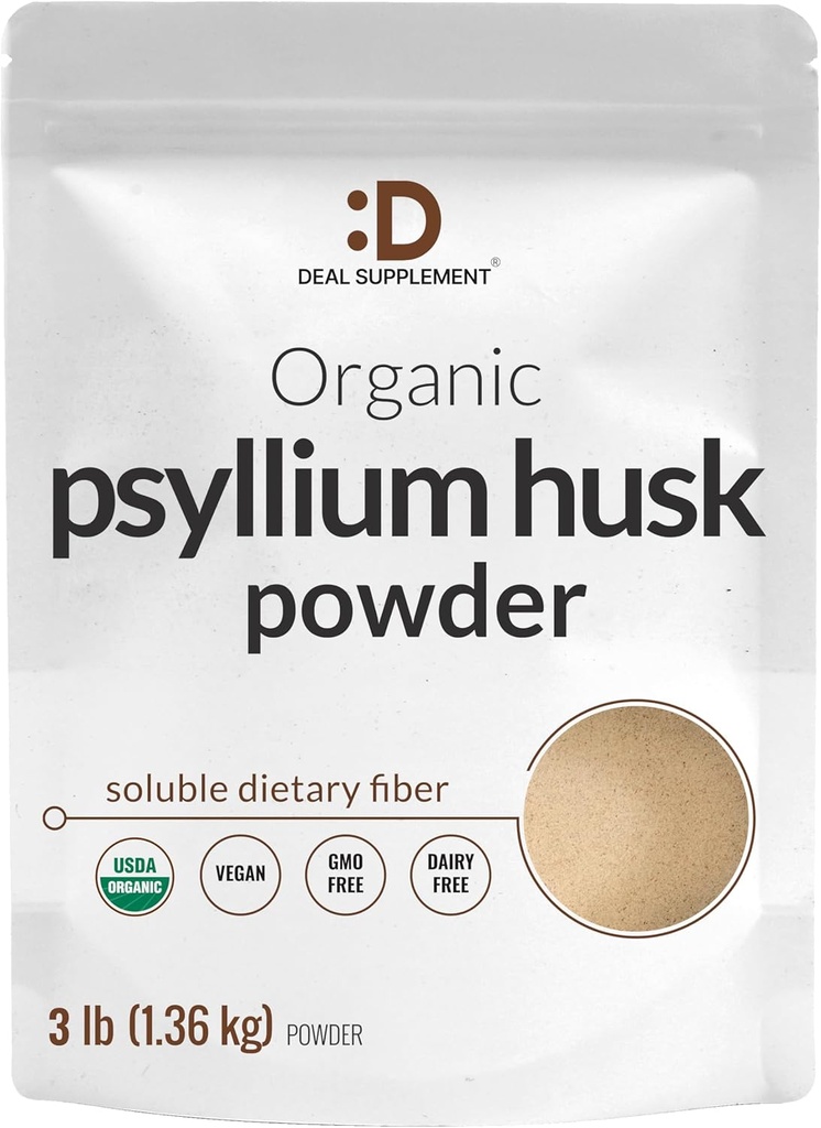 DEGIMO PARAMA Organic Psyllium Husk Mills, 3lbs (48oz) - Nespalvotas augalas pagrįstas tirštas mitybos pluoštas - Gut & Digestion Health - Puikus kepimas & Virimas - Keto Friendly, Gluten Free, Non- GMO