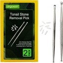 Airgoesin 2vnt Tonsil Akmens pašalinimas Pick Tonsillolith Premium Tool Nerūdijančio plieno su 10 minkštų silikono caps