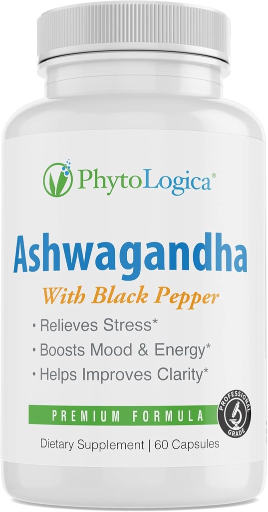 Organinis Ashwagandha Capsules with Black Pepper, Palaiko Hormonai, Non-GMO, nemokamai, Vegan, Natural, 60 Capsules