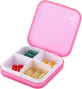 Nešiojamų pilių organizatorius - Slim pill Box Purse arba Travel, Compact Pill Case (4 dalis, Pink)