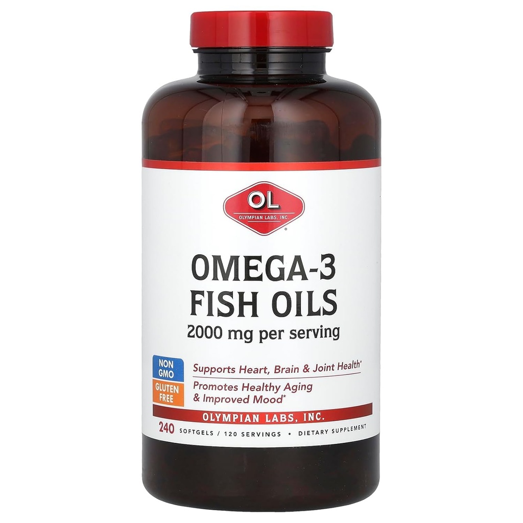 Olimpian Labs Omega-3 Fish Ails, 2000 mg, 240 Softgels (1000 mg vienam Softgel)