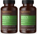 Amazon Elements Men 's One Daily Multivitaminas, 62% Viso maisto išaugintas, Vegan, 65 tabletės, 2 mėnesių tiekimo (Pakuotė gegužės Vary) (Pakuotėje 2)