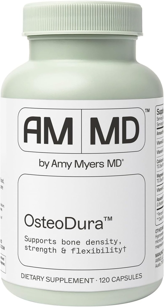 Amy Myers MD OsteoDura - Bone Growth & Flexibility Support Supplement - Calcium with Sea Minerals & Vitamin K2 - Bone Health Formula - 120 Capsules (60 Servings)