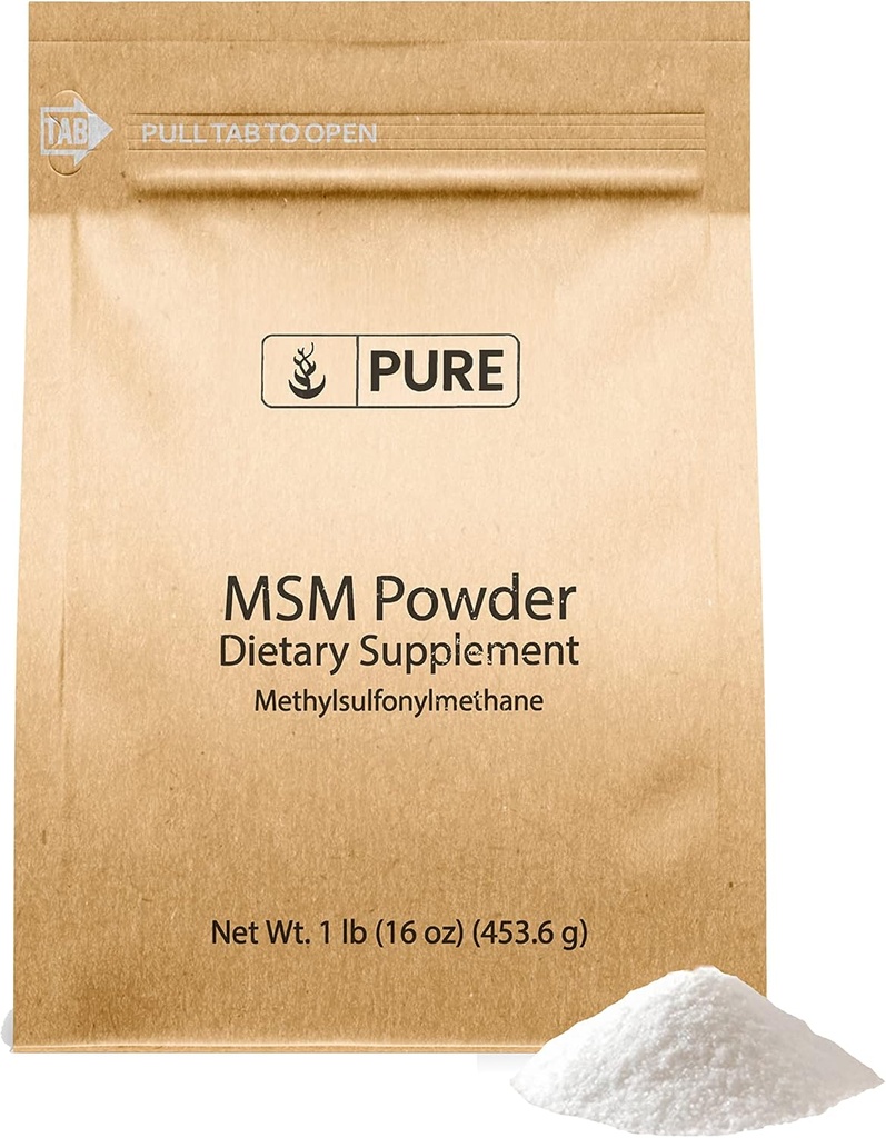 PURE ORIGINAL INGREDIENTS Metilsulfonilmetanas (1lb) MSM, Natūralus sieros dietos priedas