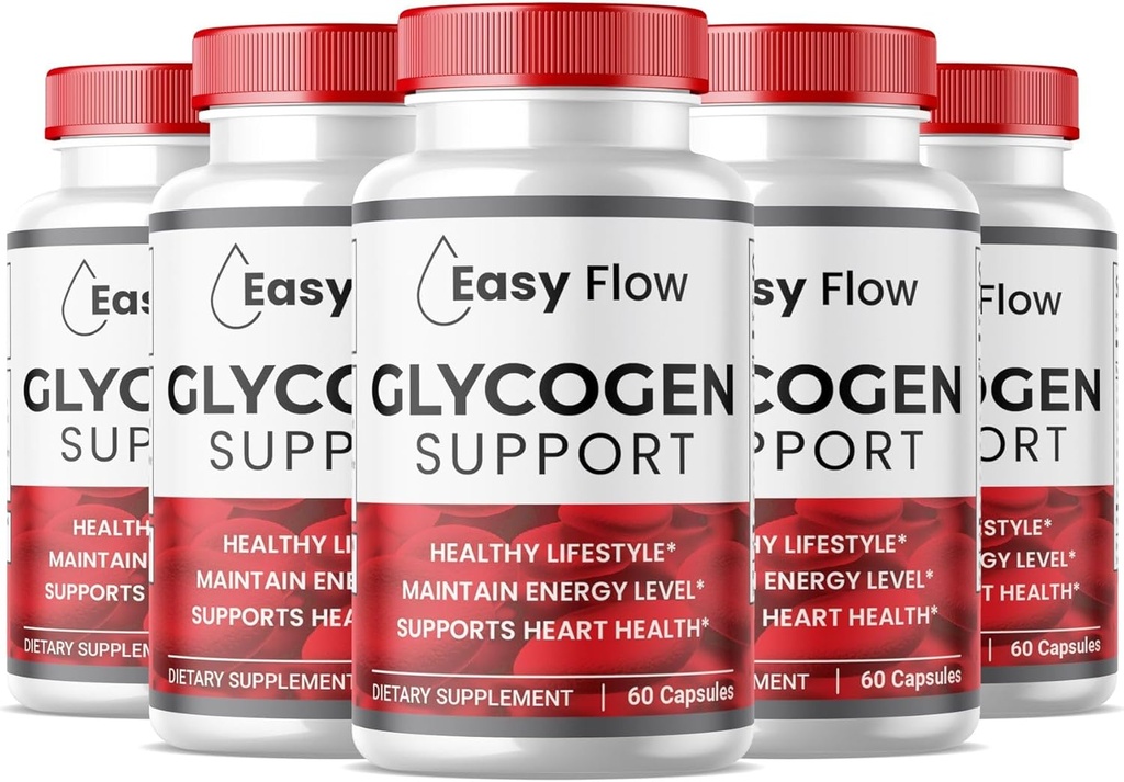 (5 Pack) EasyFlow Glycogen Support Capsules, Premium EasyFlow Glyco Optimizer Formulės, Natūralus kraujo Laivų Valymas, Natūralios sudedamosios dalys (300 Capsules)