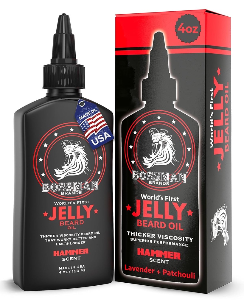 Bosman Želė barzdos aliejus vyrams (4 oz, Hammer Scent) - Softens, drėkina & Sąlygos su natūralių ingredientų