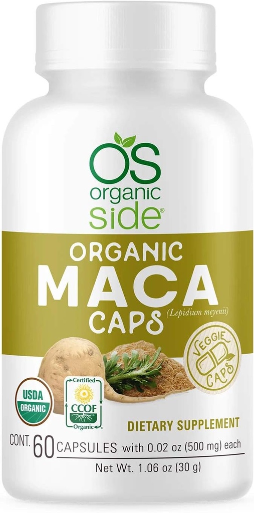 Organinė pusė ® 124; Maca Capsules ® 124; USDA Sertifikuota ekologiška, Non- GMO, Vegan ® 124; 60 kapsulės už energiją ® 124; Hormonų balansas, ir Vitabilumas ® 124; Natūralus priedas