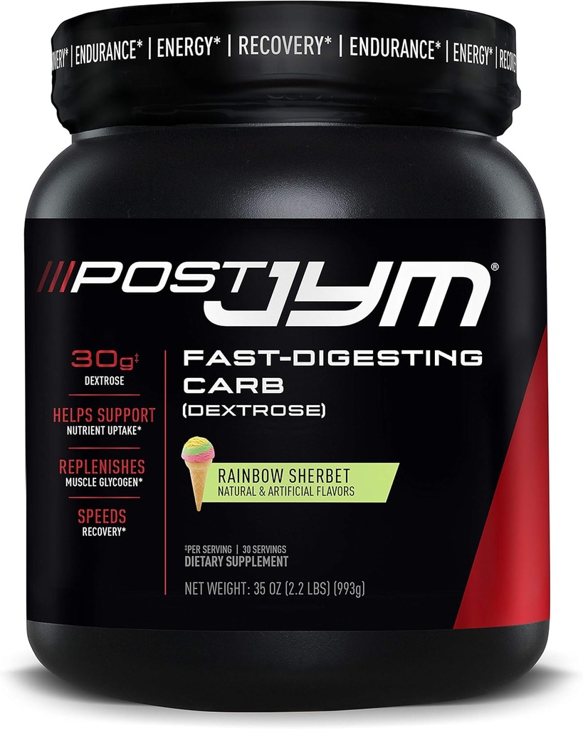 Post JYM Carb Fast Digeasing Post Workout Recout Mills ® 124; Pure Dextrose, Glycogen Replendation, Athletic Performance, Raumenų augimas ® 124; Rainbow Sherbet 30 Paslaugos