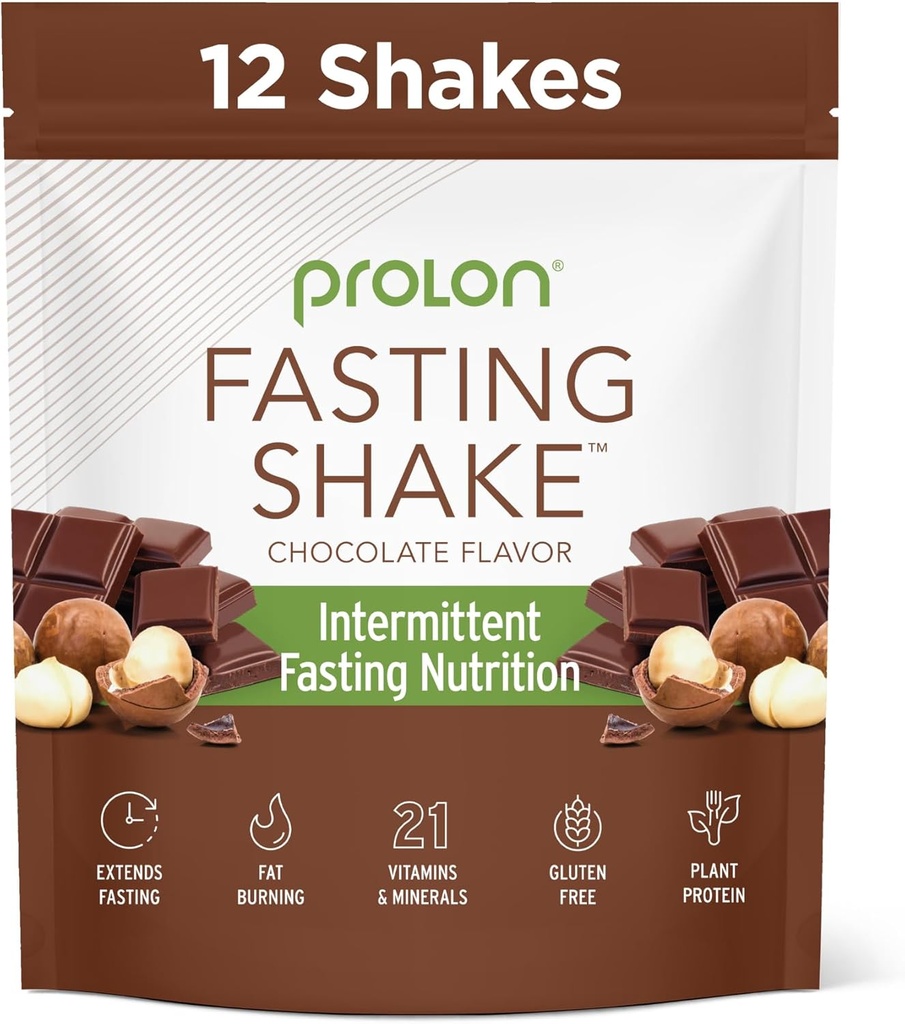 Prolon Intermittent Fasting Fasting Frink Mix ® 124; Liepsnos purtyti Intermittee Fasting ® 124; Vitaminai, Fiber, Augalų baltymų, Superfood ® 124; Keto, Vegan, Gluten Free, Pieny Free Effect 124; Šokoladas, 12 Paketai