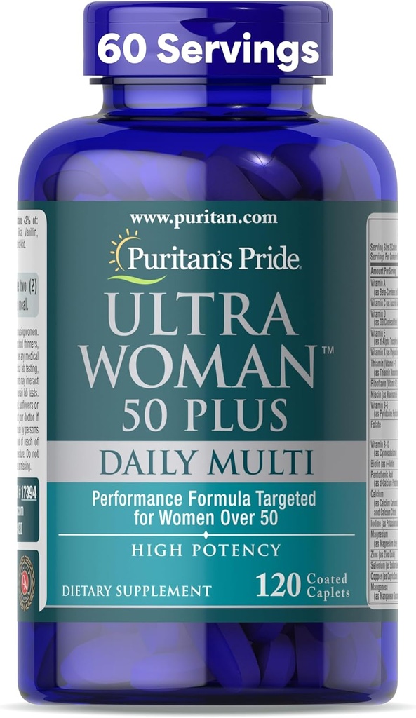 Puritan Pride Ultra moteris 50 Plius Didelis našumas Veiklos laikas Išleidimo Dienos Multivitaminas su cinku, mitybos priedas sveiko senėjimo ir ląstelių energijos gamyba, 2 mėnesių tiekimas, 120 Skaičiavimas