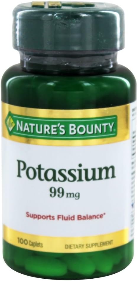 Nature's Bounty Potassium Gluconate 99mg, 100 Caplets (Pack of 2)