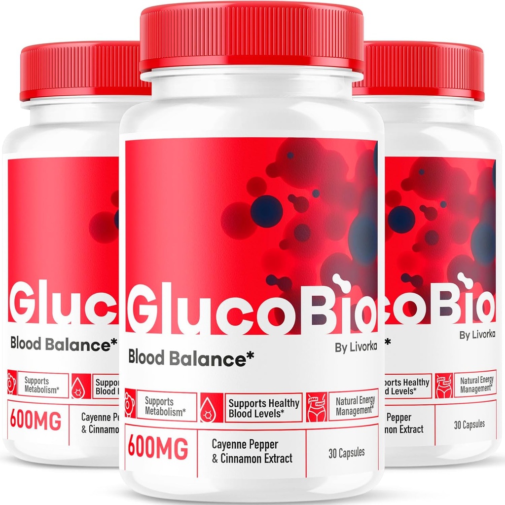 (3 Pack) GlucoBio Capsules - Oficiali Gluco Bio Support Pills, Advanced Formulės už bendrą balansą, GlucoBio Pills, GlucoBio Addition, Glucovio Reviews, 90 Capsules for 3 Months