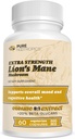 Pure Nootropics - Organic Lion 's Mane 8: 1 Grybų 500 mg