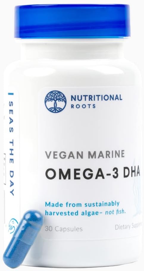 Omega 3 Algae DHA Vegan - Omega 3 DHA priedas, Planta- Based Omega-3 Blend of Organic Algae, Organic Chia, and Organic Flax Seed Third Party Tested, Doctor 's Choice, 1 Month Supply, 30 Capsules