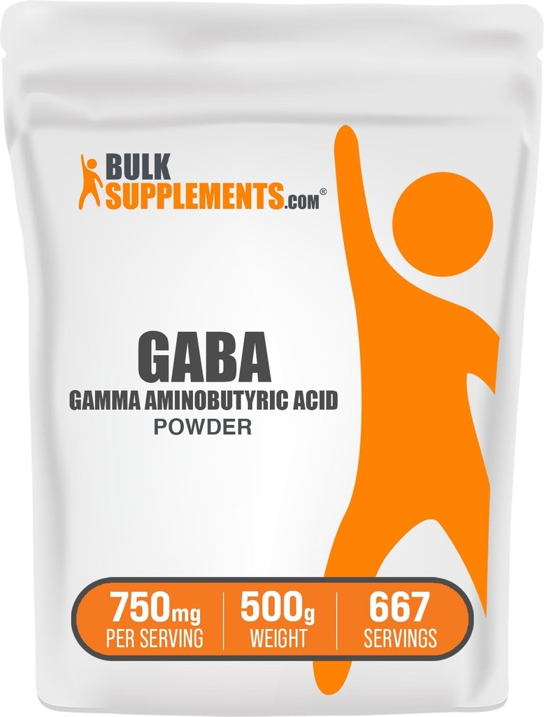 BulkSupplemen.com GABA milteliai - Gamma Aminobutiro rūgštis, GABA priedas, aminorūgščių priedas - Gluten Free, 750mg / serving, 500g (1,1 lbs) (pakuotė iš 1)