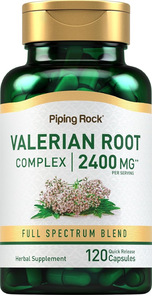 Piping Rock Valerian Root Capsules 2400 mg Ş124; 120 grafas Ř124; Extract Additive Ş124; Herbal Blend Ş124; Non- GMO, Gluten Free