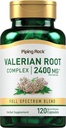 Piping Rock Valerian Root Capsules 2400 mg Ş124; 120 grafas Ř124; Extract Additive Ş124; Herbal Blend Ş124; Non- GMO, Gluten Free