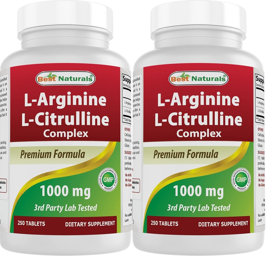 Geriausi Naturals L- Argininas L- citrulinas kompleksas 1000 mg 250 tablečių (250 skaičius (2 rinkinys))