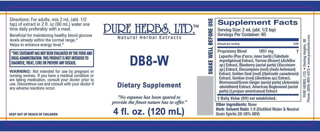 Pure Herbs, Ltd. DB8- W (4 oz.)