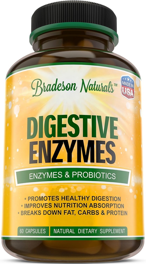 Digital Enzymes by Bradeson Naturals - Ferzymes & Probiotics, Natural Dieta Priedas, 60 kapsulių