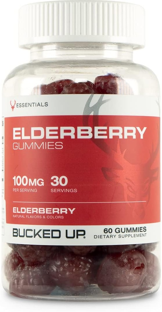 Bucked Up Elderberry Gummies su cinko ir vitamino C 100mg, 60 Gummies - Essentials