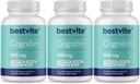 BESTVITE Cognizin Citicoline 500mg (180 vegetariškų kapsulių) (60x3) - Kliniškai studijavo Premium Choline Nootropinis - No Stearates - Veganas - Gluten Free - smegenų papildai atminčiai ir dėmesiui