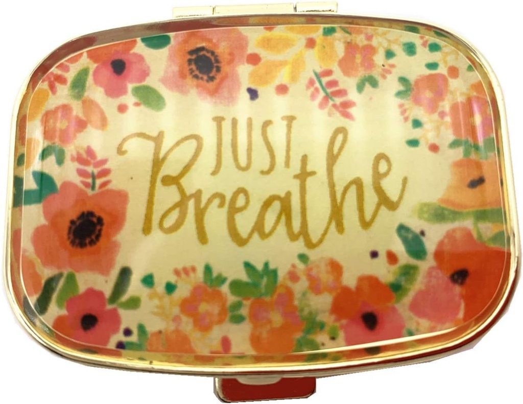 AmyZone Metal Pill Organizatorius Kelionės draugiškai Portable Compact Pill Box Pill Case to Hold Vitaminai / Tailenol / Fish Oil / papildai / Meds / Tablet for Purse / Pocket ® Tiesiog Kvėpuokite)