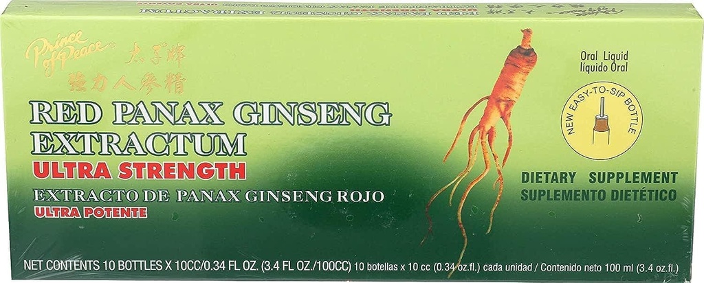 Prince of Peace Red Panax Ginseng Extractum Ultra Strength -- 3.4 oz - 10 Bottles