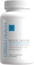 Consult Health Beaute Caps Pro - Supports Hair Growth, Skin & Nail Health - Collagen, Vitamins B6, B7,B12, D & 10,500 mcg Biotin - MSM, Blood Orange - Anti-Aging - USA Made - Women & Men 60 Capsules