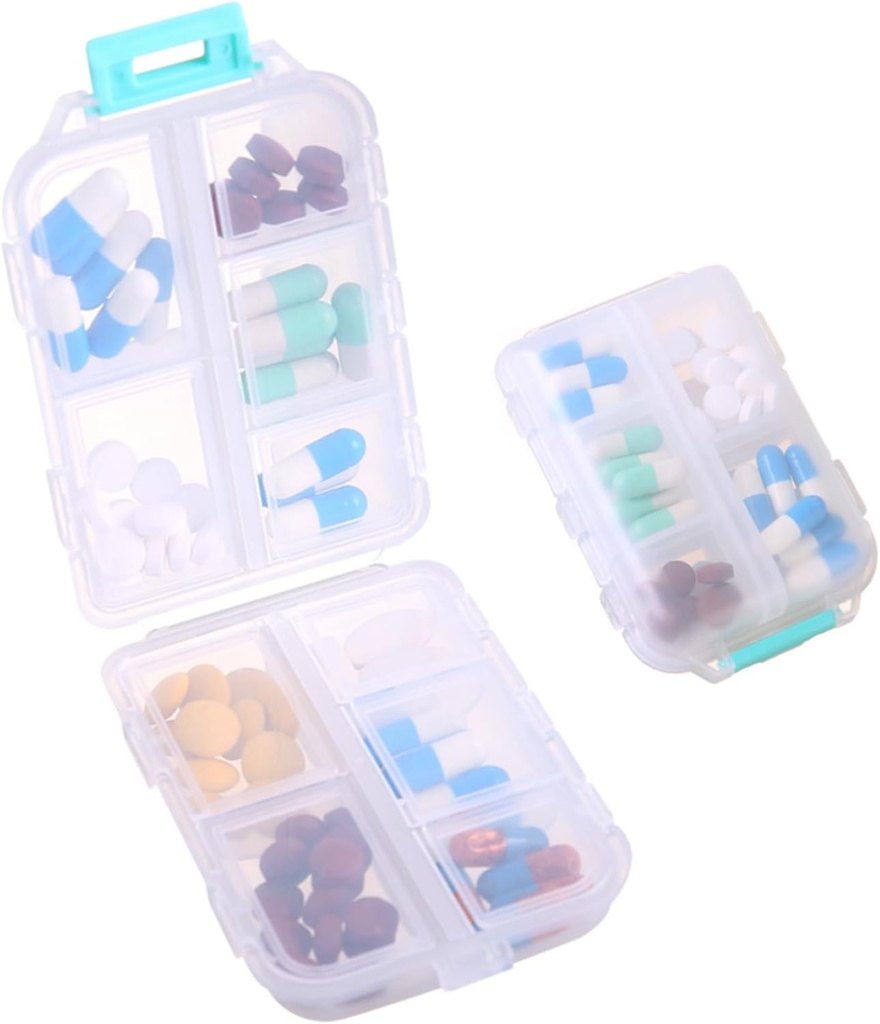 1Pack Travel Pill Organizatorius - 10 Kompanijos Pill Case, Kompaktiškas ir nešiojamas pill Box, puikiai tinka On-The- Go saugojimo, Pill Holder Purse White