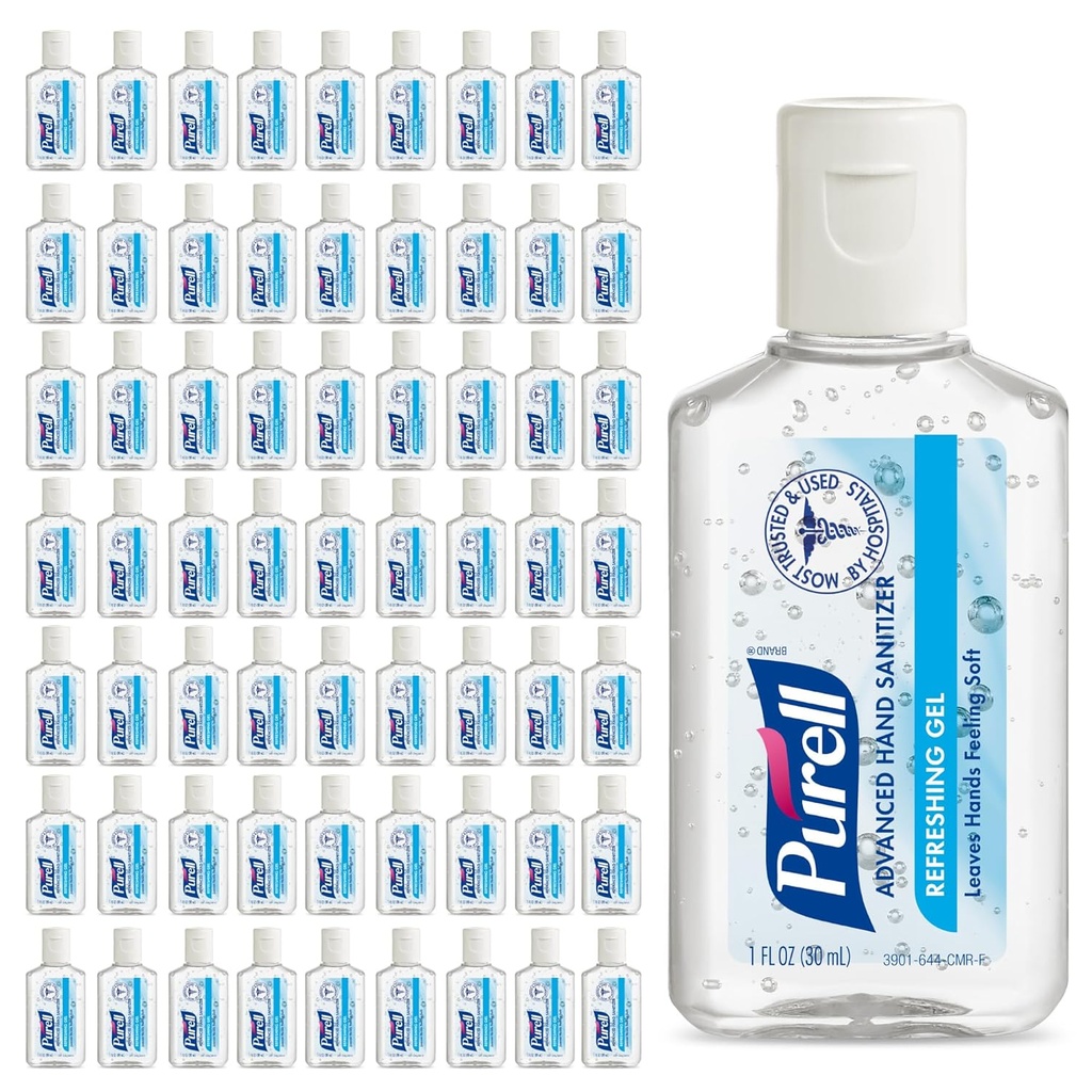 Purell Advanced Hand Sanizer Gaisro gelis, Švarus Scent, 1 fl oz Kelionių dydis Flip- Cap Butelis (pakuotė 72) - 3901- 72- CMR