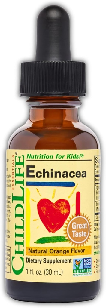 CHILDLIFE ESSENTIALS Echinacea for Kids - Kids Echinacea Drops, Liquid Tincture, Alcohol Free Supplement for Babies, Toddlers, Children - Natural Orange, 1 Fl Oz (Pack of 1)