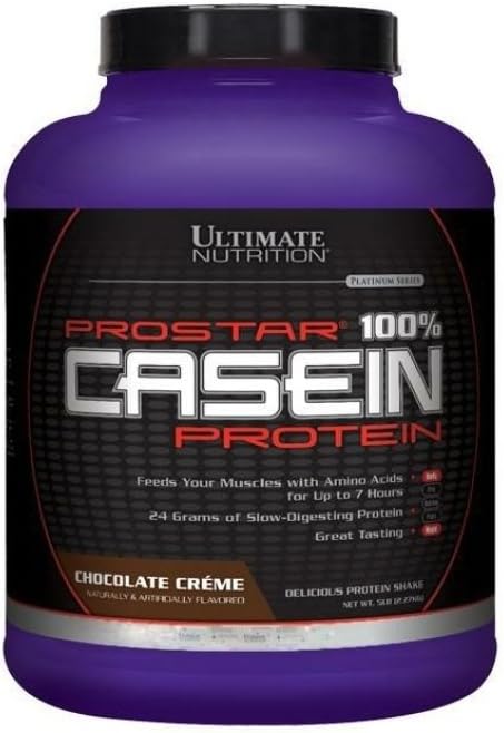 Ultimate Nutrition Prostar Micellar and Hydrolyzed Casein Protein Powder - Fat Free Overnight Muscle Growth and Recovery with BCAAs, 5 Pounds, Chocolate
