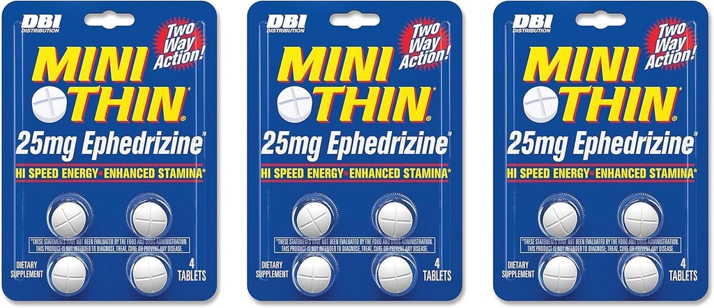 Mini Thin DBI Distribution Two Way Action 25mg Ephedrizine - 4 Count Blister - 3 Pack