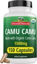 Peruvian Naturals Organic Vitaminas C iš Camu Camu Capsules 1,500mg - 150 Vegan Pills, Natūralus Vitaminas C iš Viso maisto Camu Berry Organic, Non- GMO