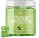 FIOR Creatine Gummy - Best Creatine Monohydrate Chewable, 60 Count, Workout & Protein Supplement, Cognitive Enhancement, Sour Green Apple Flavor, 30 Servings