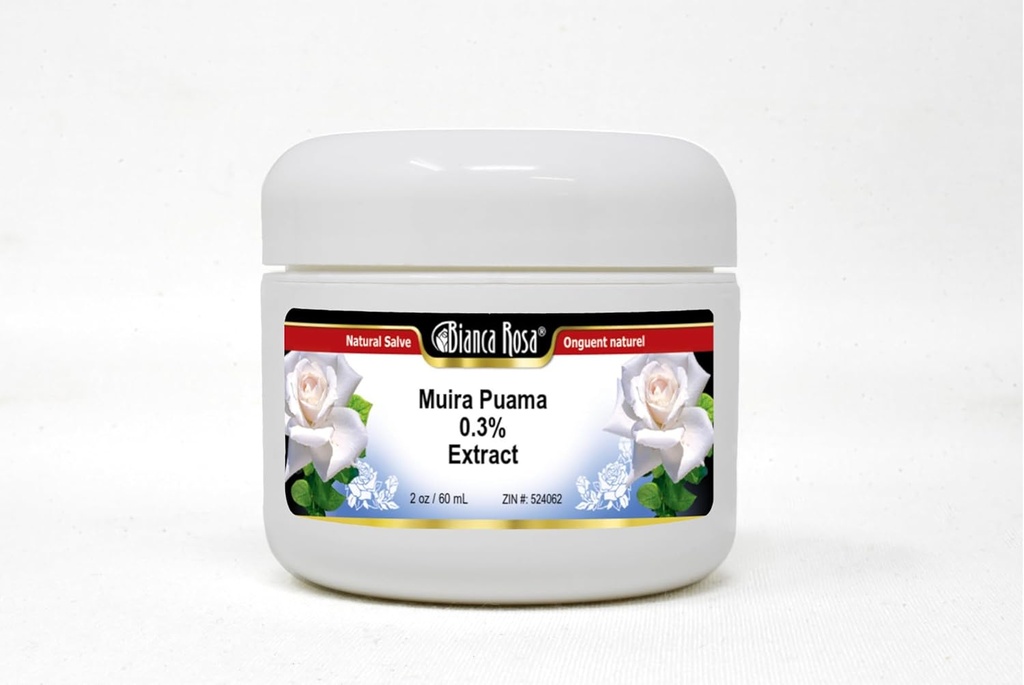 Bianca Rosa Muira Puama 0,3% ekstraktas Salve (2 oz, Uncosed, Natural, Unisex- Adult)