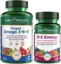 Grynumas Produktai Dundl - Vegan Omega 3-6-9 + B- 12 Energijos Melt Omega 3-6-9 ("5 in 1" Plant-Based Omega 3 6 9 Eterinis riebalų rūgščių kompleksas) - B12 Berry Melt (Metilkobalaminas B12 + B6 + D3 + daugiau)