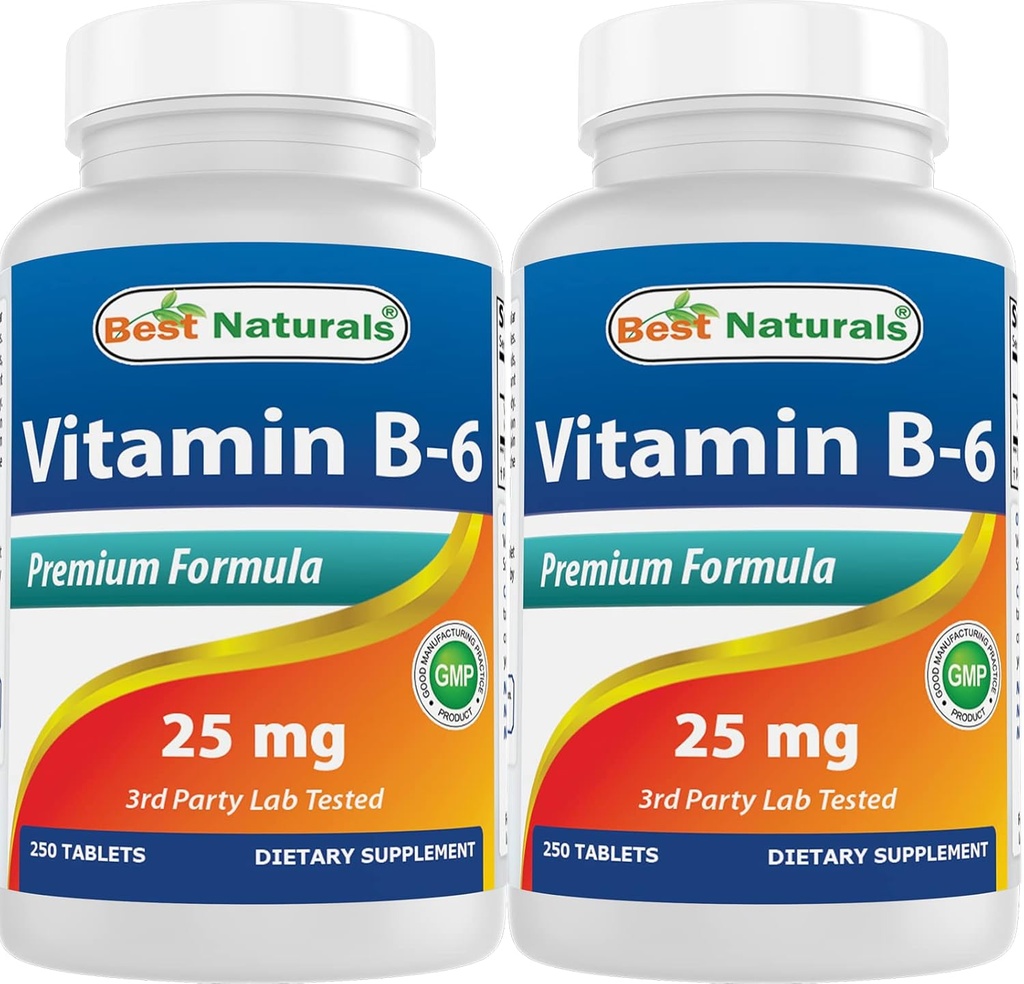 Geriausi Naturals Vitaminas B6 25mg 250 tablečių (250 tablečių pakuotė)