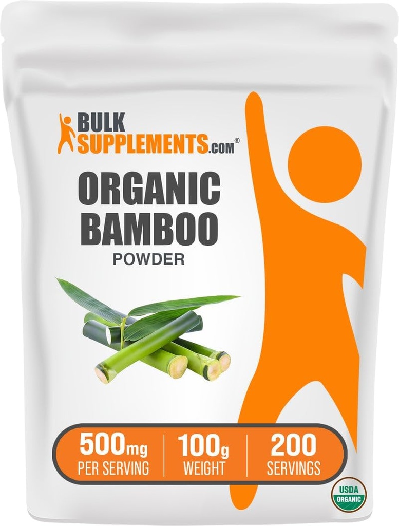 BulkSupples.com Organic Bambuko milteliai - Silica papildai, bambuko papildas, Gluten Free - 500mg / Serving, 100g (3,5 oz) (Pakuotėje yra 1)