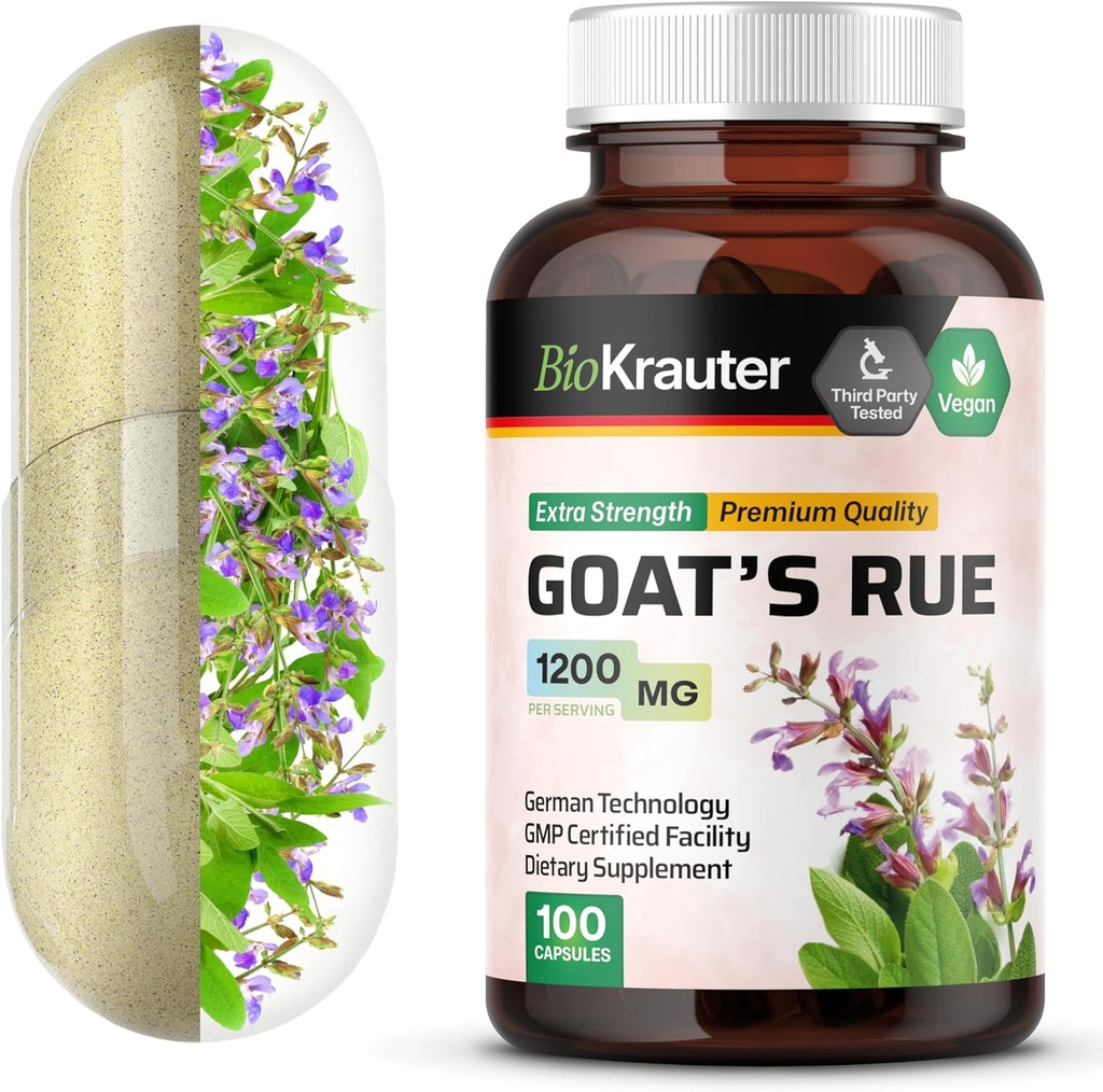 BIO KRAUTER Goats Rue Žindymo parama kapsulės 1200 mg - 100 Count - Goats Rue kapsulės - Natūralus žindymo papildai