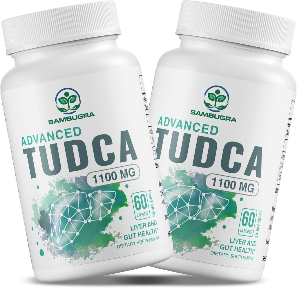 TUDCA Supplements 1100mg, 3rd Party Tested TUDCA Liver Supplement for Liver Cleanse Detox and Repair, Ultra Strength Bile Salt Liver Support, 120 Capsules (Pack of 2)