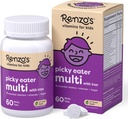 Renzo's Picky Eater Kids Multivitamin with Iron, Dissolving Kids Vitamins with Vitamin D3 and K2 and More, 60 Sugar-Free Melty Tabs, Lil’ Green Apple Flavored