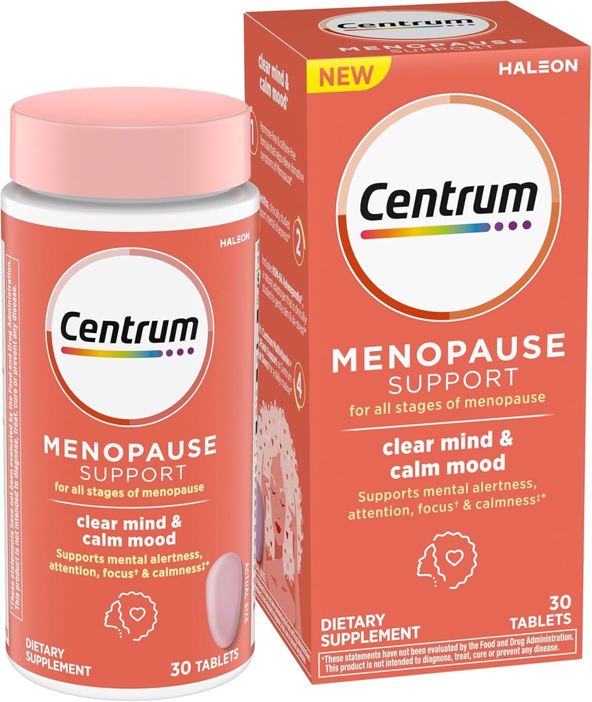 Centrum Clear Mind and Calm Mood Menopase Support Tablets, with Kliniškai Studie enXtra, 30 Count