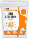BulkSupp. com Sojos lecitino milteliai - Lecitino papildas, maistingumo priedas, maisto kokybės kategorija - Gluten Free, 1,2g per serving, 100g (3,5 oz) (pakuotė 1)