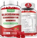 2 Pack Patobulinta gliukozamino Chondroitin Gummies su MSM suaugusiems - ne stiprumo bendras sveikatos ir lankstumo, Antioksidantas & imuninės paramos priedas, 120 Skaičiavimas
