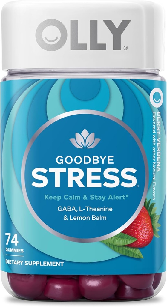 OLY Sudie Stress Gummy, GABA, L-Theanine, Lemon Balm, Streso paramos priedas, Berry - 74 Skaičiavimas